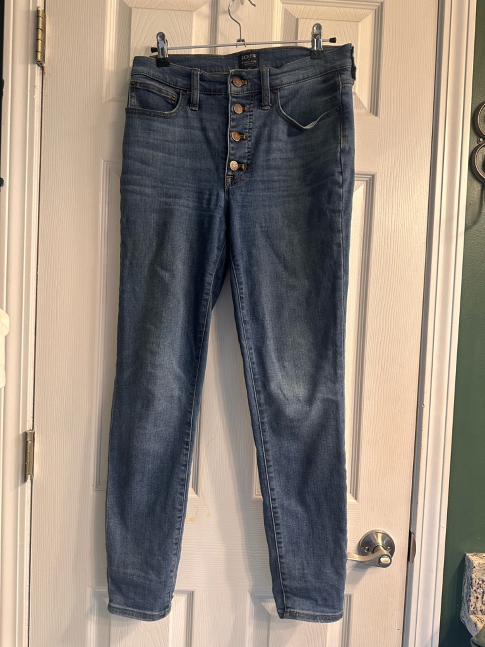 J. Crew Women's Skinny Button-Fly Jeans in Medium Blue Wash